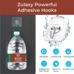 Zulaxy Hanging Hooks Without Drilling, 10 Pack Self Adhesive Hooks for Wall Heavy Duty Strong Nail Free, Kitchen Accessories Items (Hanging Hook, Transparent) Stainless Steel - Image 5