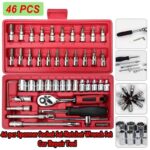 46 in 1 Pcs Tool Kit and Screwdriver and Socket Set Multi Purpose Tool Case Essential DIY Repair Tool Set for Home and Office (Multicolor) - Image 2