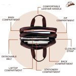 Leather World Vegan Leather Briefcase 15.6 Inch Drak Brown Laptop Expandable Messenger Shoulder Office Bag for Men and Women - Image 6