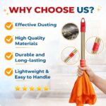 Dusting Orange Cloth with Handle | Removable Cotton Dry Cleaning Duster Jhatki | for Home, Office & Furniture Cleaning | Reusable Washable Jhatakni | Pack of 2 - Image 5