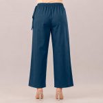 Women's Pure Cotton Straight Palazzo Pants for Women Comfortable Lounge Trousers Standard Length Elastic Waistband Non See Through Breathable Summer Bottomwear - Image 3
