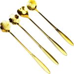 Golden Spoon Set/Cutlery/Coffee Spoon/Dessert Spoon/Kitchenware/Stainless Steel,Gold Coffee Spoons in Different Shapes, Set of 4