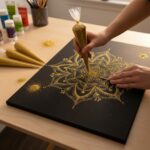 Golden Glitter Ceramic Cones for Arts & Crafts | Lippan Art | Mandala Art | Pottery | Liner DIY Decorative Purposes Pack of 3PC Golden Glitter - Image 2