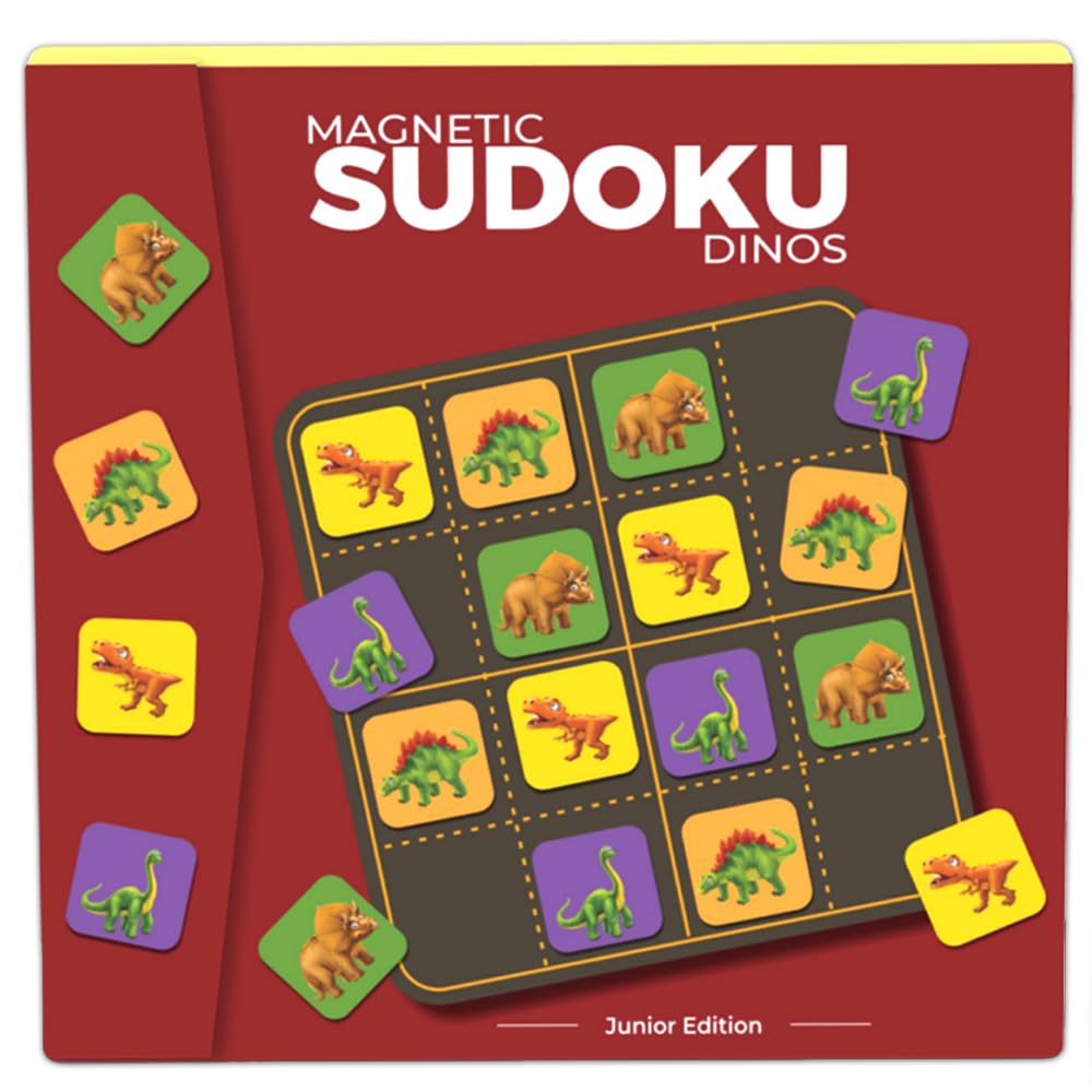 61TyvabjpbL._SL1000_.jpg PELIKAS TOYZ Magnetic Sudoku Dino for Kids 4-6 Years - Educational Logic Puzzle Game, Dinosaur Brain Teasers & Travel Toy, STEM Learning Gift for Boys & Girls Age 5, 6, 7 - Image 1