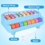 Musical Instruments, 2 in 1 Baby Piano Xylophone for Toddlers 1-3 Years Old, 8 Multicolored Key Keyboard, Preschool Educational Learning Toy for Girl Boy - Image 4