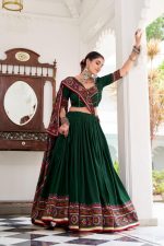 Women’s Green Dolla Silk Lehenga Choli with Dupatta, Navratri Chaniya Choli for Women, Garba Dress, Designer Party Wear Wedding Lehenga Set - Image 2