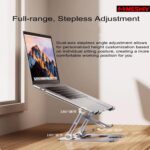Adjustable Laptop Stand with Mobile Holder, Ergonomic Foldable Metal Laptop Riser Desk, Ventilated & Sturdy Compatible for 15.6 Inch Laptops, MacBook, HP, Dell, Acer, Lenovo, Notebook Stand - Image 6