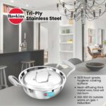 Hawkins Pro 1.5 Litre Deep-Fry Pan, Triply Stainless Steel Kadhai with Steel Handles and Steel Lid, Small Kadhai, Silver (PSK15S) - Image 2