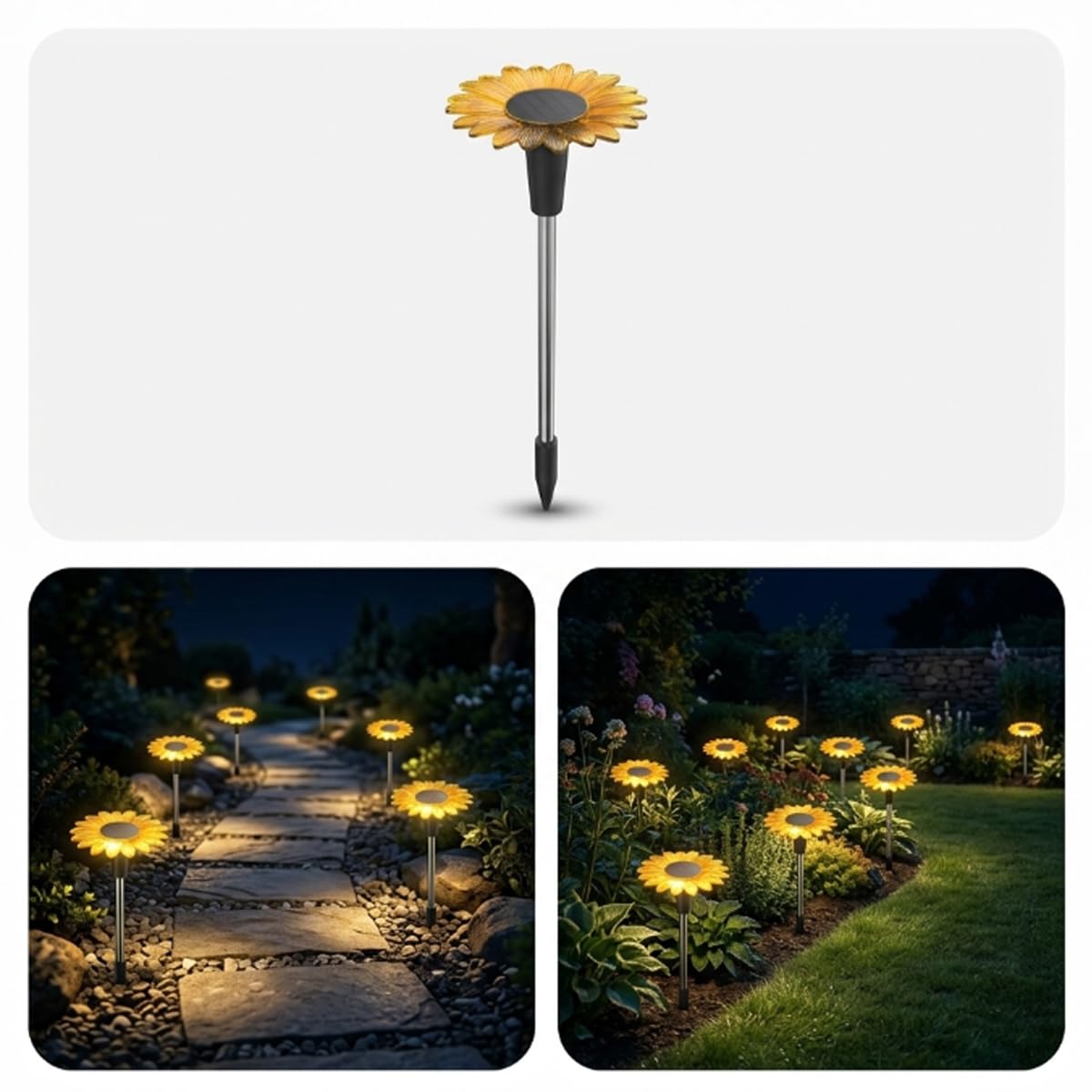 61V3xVWepaL._SL1200_.jpg hardoll Sunflower Shaped Solar Lights Outdoor Waterproof, Warm White Decorative Solar Light for Garden, Home & Pathway, Solar Lamp for Lawn, Patio & Decoration(Pack of 1) - Image 1