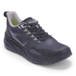 Liberty LEAP7X ROYALESTPE Walking Shoes for Men - Black & Olive Green Lace-Up Sneakers | Memory Foam Cushioned Insole, Lightweight Knit-Mesh Shoes for Daily Walking, Fitness Walks, College & Travel