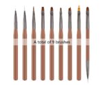 Nail Art Brush Set, Builder Painting Design Detail Drawing Brushes Dotting Pen Double-Ended French Liner For Gel Polish Manicure Tools Acrylic Home DIY Salon Use Women Brown - Image 5