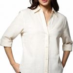 Women's Cotton Shirt, Casual Solid Button-Down, Breathable Lightweight Top for Office