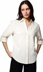 Women's Cotton Shirt, Casual Solid Button-Down, Breathable Lightweight Top for Office