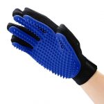 Deshedding Glove for Pet Bathing & Grooming – Soft Rubber pet Hand Gloves Scrubber for Dogs & Cats (Blue)