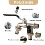 HASTHIP® Water Tap, Garden Faucet Splitter, 1 in 2 Out Zinc Alloy Hose Y-Connector, Dual Water Tap Adapter with Individual Shut-Off Valves for Garden, Lawn & Outdoor Irrigation - Image 3