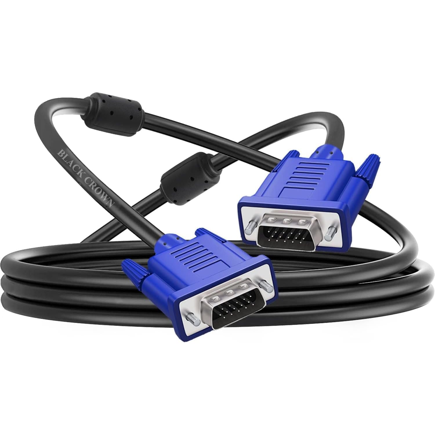 61WasmU3XPL._SL1500_.jpg BLACK CROWN VGA to VGA Cable 3M, Computer VGA Monitor Cable 1080P Full HD Male to Male Cord HD, Engineering Brade Cord 3M for Computer PC Monitor Laptop TV Projector and More. - Image 1