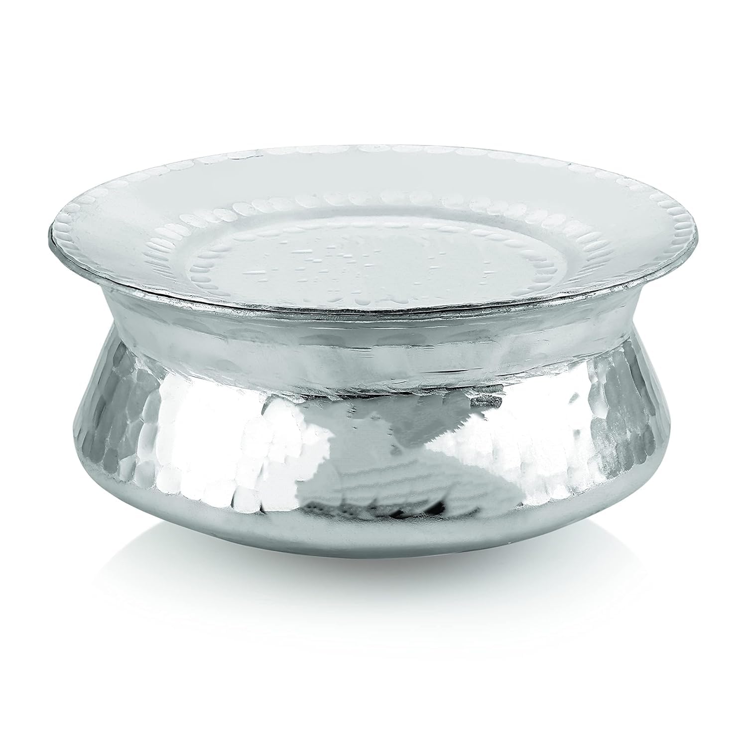 61WjPUFWTL._SL1500_.jpg GS Aluminium Biryani Handi Pot with Lid | Hammered Dhari Patiya Finish Tope Patila Vessel | Multipurpose Cooking & Serving Utensil for Kitchen, Size 11, 19 cm, 1300 ML. - Image 1