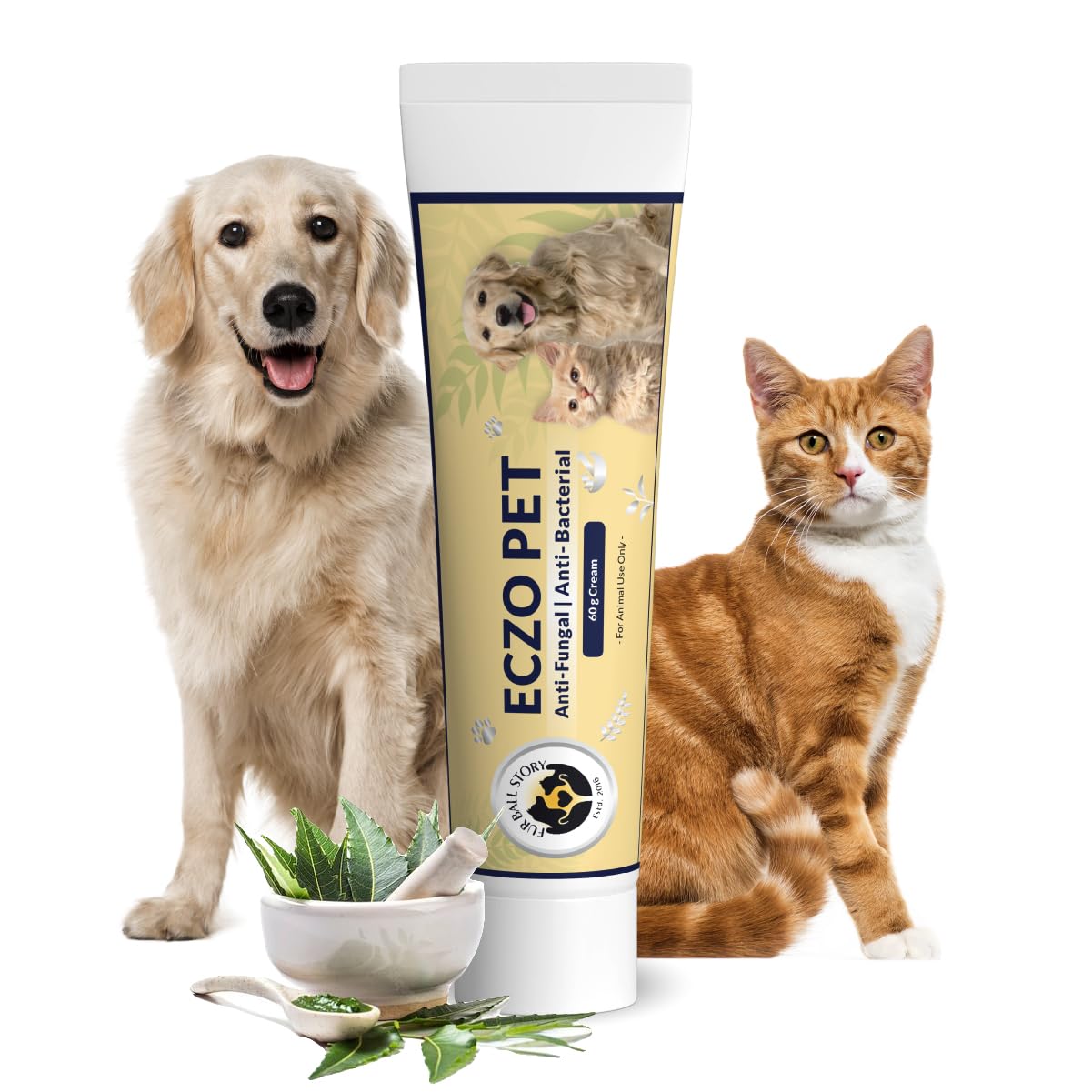 61WvskuayrL._SL1201_.jpg FUR BALL STORY Eczo Pet Anti Fungal & Anti Bacterial Cream|Itchy Skin Treatment for Dogs & Cats | Helps with Eczema, Ringworm, Dermatitis & Skin Infections | Ayurvedic Vet-Approved Formula 60gm - Image 1