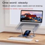 Adjustable Laptop Stand with Mobile Holder, Ergonomic Foldable Metal Laptop Riser Desk, Ventilated & Sturdy Compatible for 15.6 Inch Laptops, MacBook, HP, Dell, Acer, Lenovo, Notebook Stand - Image 3