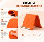 Silicone Phone Stand with Aluminum, Flexible Foldable Phone Holder, Bendable Adjustable Anti-Slip Desktop Stand for Phone Tablet Laptop, Portable Rollable Multi-Angle Stand (Orange) - Image 8