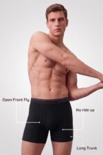 Van Heusen Men’s Cotton Boxer Briefs Pack of 2 | Long Trunk | No ride-up | Super Combed Cotton for softness | Open Front Fly | Moisture‑Wicking | Sweat Absorbant | All‑Day Fresh Technology | Long Lasting Colors |Soft Plush Waistband | Label‑Free Comfort | style 10032 - Image 4