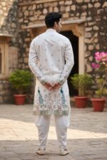 Trustous Men’s Pure Cotton Kurta Dhoti Set | Traditional Ethnic Wear for Festive, Wedding & Puja Occasion - Image 3