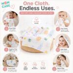 MOM CARE 6 Layer Muslin Baby Washcloth Napkins for Newborn Baby, Ultra Soft Reusable Cotton Face Towels, Highly Absorbent Burp Cloth Feeding Wipes for Babies, Pack of 5 - Image 8