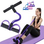 Multifunction Tension Rope, 4-Tube Elastic Yoga Pedal Puller Resistance Band, Natural Latex Tension Rope Fitness Equipment, for Abdomen/Waist/Arm/Leg Stretching Slimming Training (Multi Color)