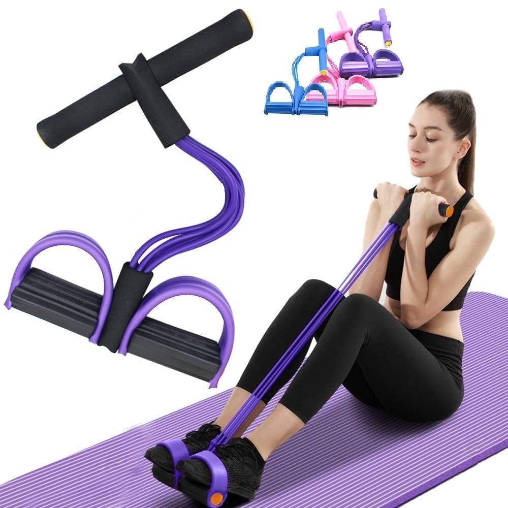 61XrrD6pVuL._SL1000_.jpg Multifunction Tension Rope, 4-Tube Elastic Yoga Pedal Puller Resistance Band, Natural Latex Tension Rope Fitness Equipment, for Abdomen/Waist/Arm/Leg Stretching Slimming Training (Multi Color) - Image 1