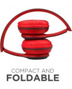JPGC Wireless Bluetooth Headphones, P47 Over-Ear Headset with Extra Bass, Foldable Design, Soft Memory Protein Earmuff, Bluetooth 5.0, FM Radio, SD Card Support, AUX Input, Black (Red) - Image 3