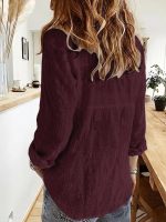 Women's Korean Style Cotton Linen Shirt Full Sleeve Casual Office Wear - Image 3