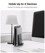 Spigen Vertical Laptop Stand with 4 Slots, Adjustable Aluminium Desk Organizer Compatible with MacBook up to 16" and All Laptops - Space Gray - Image 2