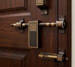Premium Brass Main Door Handle & Lock Set with Aldrop, Tower Bolt, Hinges & Accessories | Antique Gold Designer Door Hardware Kit for Wooden Doors | Complete Door Fitting Set (MDL 14) - Image 3