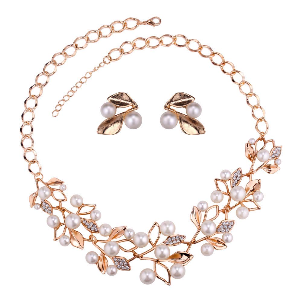61Yf6Gbl-fL._SL1000_.jpg YouBella Gifts Stylish Latest Traditional Gold Plated Pearl Choker Jwell Necklace Jewellery Set with Earrings for Girls and Women - Image 1