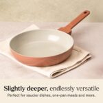 Ember Cookware Arcilla Ceramic Frying Pan 24 cm | 5-Year Warranty | 75% Less Oil Usage | Lightweight, Non-Toxic Non-Stick Ceramic Frypan | Matching Handle- Gas Compatible | ISI Certified | Terracotta - Image 7