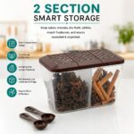 MAGIC SPOON Multipurpose 2 Section Storage Container with Measuring Spoons | Spice Box, Pickle Jar, Fridge Organizer, Dry Fruit, Vegetable & Kitchen Storage Container- 2000ml X Pack 2 (BROWN) - Image 3