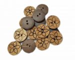 Ekta Enterprise Assorted Big Size Natural Coconut Shell Round Wooden Button Flower Laser Printed Dia. 18mm 2 Holed used for Clothing, Curtains, Art and Crafts, DIY Projects, Sweater, Designer Ladies Dress Sleeves, and Sewing Pack of 25 - Image 2