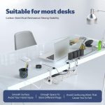 No Drill Hanging Under Desk Cable Management Tray, Space-Saving Rack, Sturdy Metal Wire Organizer Basket for Office and Home Standing Desk, 40x13x15cm (White) - Image 3