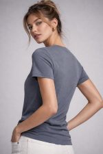 Women’s Solid Short Sleeve T-Shirt Round Neck Plain Casual Wear Top for Daily Use - Image 3