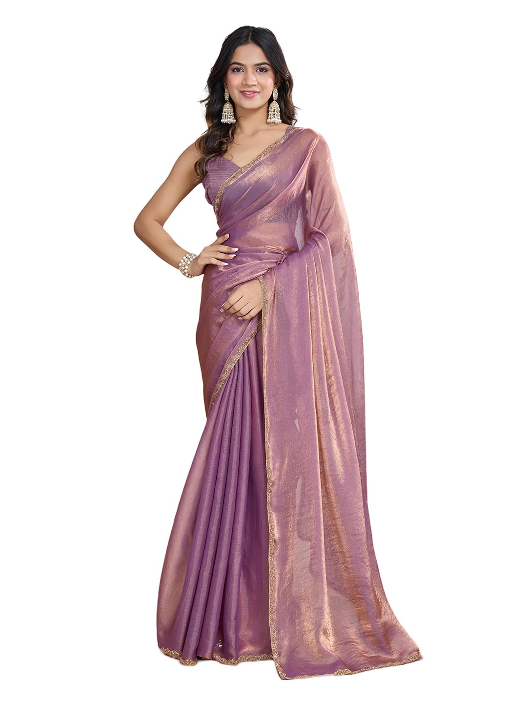 61Zm1J8UdCL._SL1440_.jpg LOROFY Women's Two Tone Fendy Chiffon Saree - Image 1