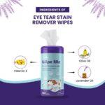 PupPee 100 Count Pet Wipes for Cleaning Eye Tear Stain | Anti-Bacterial Pet Wipes for Dogs & Cats | 100% Biodegradable | Cleansing, Deodorising & Grooming Wipes | Vitamin E & Olive Oil - Image 2