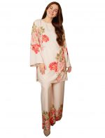 Modestouze Attires Cord Set for Women Cotton Stylish Poly Rayon - Turkish Co Ord Set for Women Stylish Mandarin Neck Floral Print Western Co Order Sets, Wear as Office Coat, Travel Coord, Cot