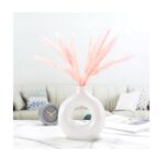 SPHINX White Ceramic Donut Vase, 6 Inch Modern Flower Vase for Pampas Grass, Dried Flowers, Home & Office Decor, Centerpiece, Handcrafted Gift Vase Only - Image 2