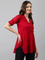 KERI PERRY Women's Georgette Solid Flared Western Regular Fit Top|Winter Top|Western Top| Top for Women|Latest Women Top|Trendy Women Top|New Launched - Image 3