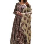 Nermosa Women Printed Anarkali Kurta and Pant Set with Dupatta | Printed Kurta Set | Cotton Suit | Women Kurta Sets |
