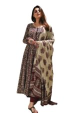 Nermosa Women Printed Anarkali Kurta and Pant Set with Dupatta | Printed Kurta Set | Cotton Suit | Women Kurta Sets |