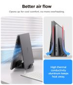 Spigen Vertical Laptop Stand with 4 Slots, Adjustable Aluminium Desk Organizer Compatible with MacBook up to 16" and All Laptops - Space Gray - Image 6