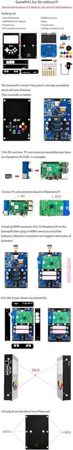 GamePi43 Accessories Kit for Rpi Pi 4B/3B+/3B/2B/B+ Portable Retro Video Handheld Game Console with 4.3inch IPS Display 800x480 Pixel 60 fps Smooth Gaming Experience Speaker Earphone Jack - Image 6