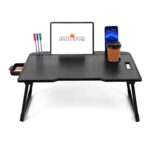 DIVIJA STORE Wood Smart Multipurpose Foldable Laptop Table with Cup Holder, Study Table, Bed Table, Breakfast Table, Foldable and Portable/Ergonomic & Rounded Edges/Non-Slip Legs (Black), 59 cm, 8 cm - Image 4