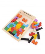 JABA'S Wooden Tetris Puzzle Brain Teaser Toy Colorful Jigsaw Game Montessori Intelligence Educational Gift for Baby- Toddlers, Kids 2-6 Years Old Boys Girls - 40 Pcs, Multi Color - Image 3